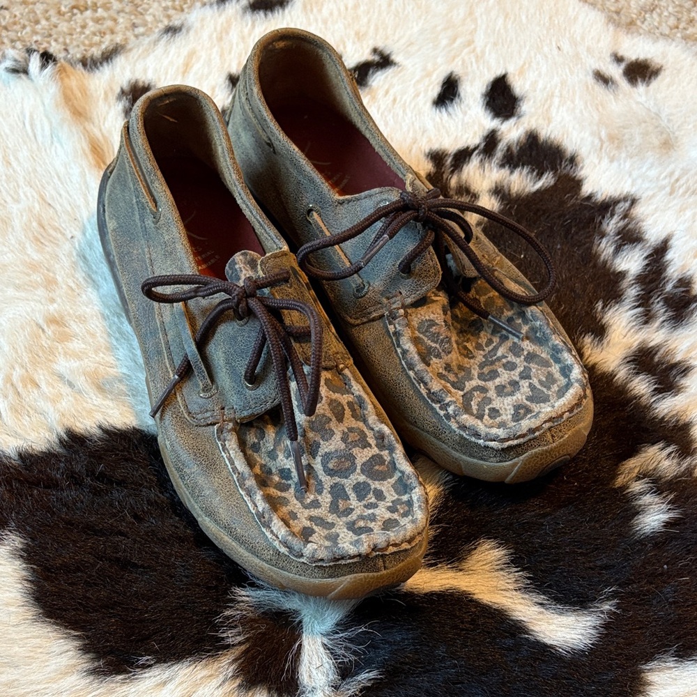 Twisted X Leopard Print Moccasin Shoes